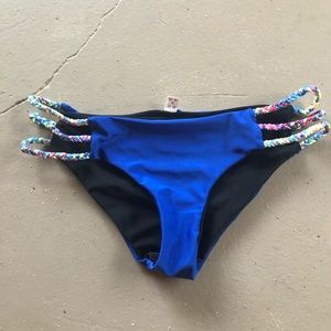 Blue Strappy Bikini Bottoms